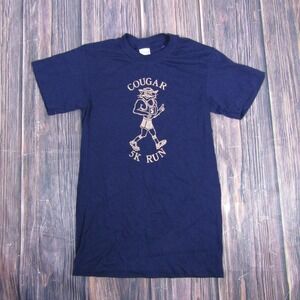Vintage Cougar 5K Run Shirt Mens Small Ched Anvil Made USA Graphic 80s Retro